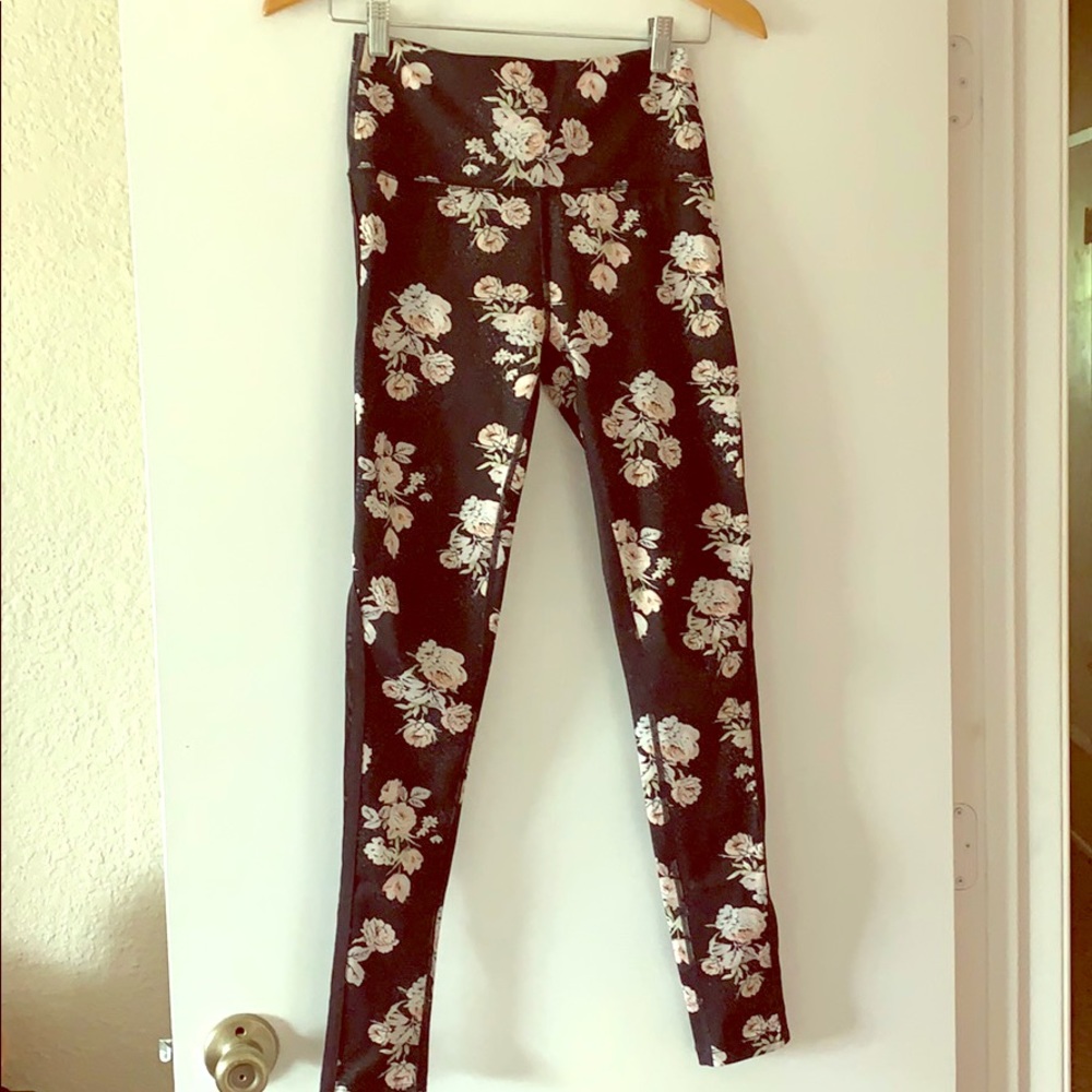 Free people floral leggings with mesh sides